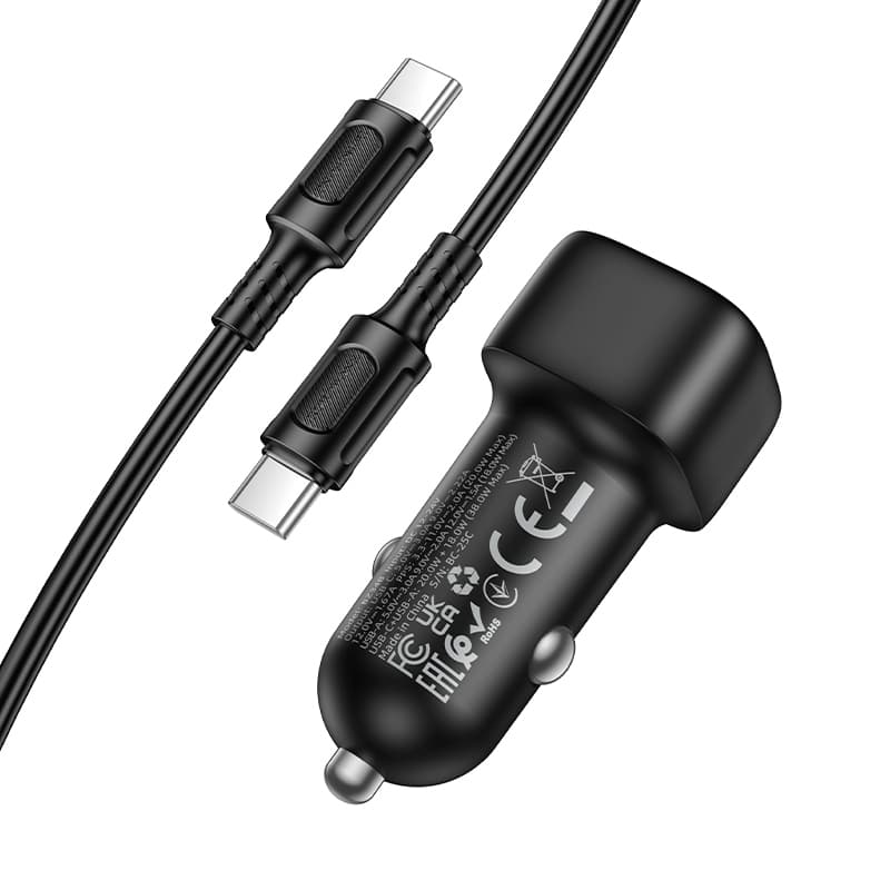 Rychlonabíječka do auta Borofone BZ34B Cloud s datovým kabelem USB-C 3.0 PD 38W černá - náhled 3