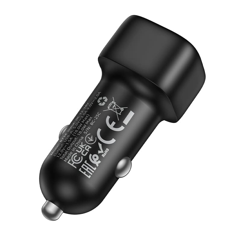 Adaptér do auta Borofone BZ34 Cloud s podporou rychlonabíjení USB-A QC 3.0 18W černý - náhled 3