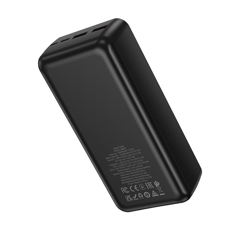Powerbank Borofone 30000mAh BJ80B Clever - 2xUSB-A + USB-C - QC 3.0 22,5W PD 20W černá - náhled 3