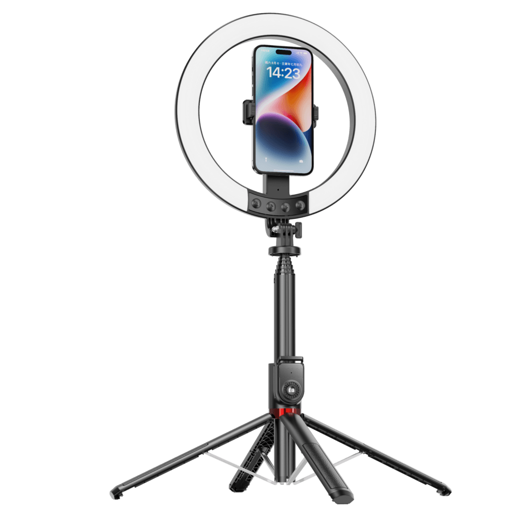 Blavec selfie kruhové světlo hliníkové Aura LED RGB Ring P50 25 cm se stativem a dálkovým ovládáním, kabel 2,3 m, černé (RLP50-TRB23) - náhled 3