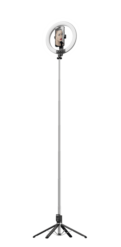 Blavec selfie kruhová lampa Aura LED Ring P55 25cm stativ + dálkové ovládání + 2,3 metru (RLP55-TRB23) černá - náhled 3