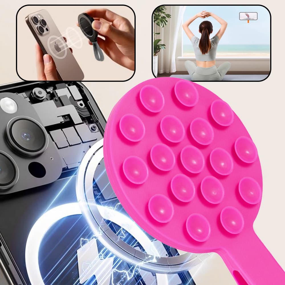 Magnetický držák na mobil s kroužkem Silicone MSH9 pink - náhled 3