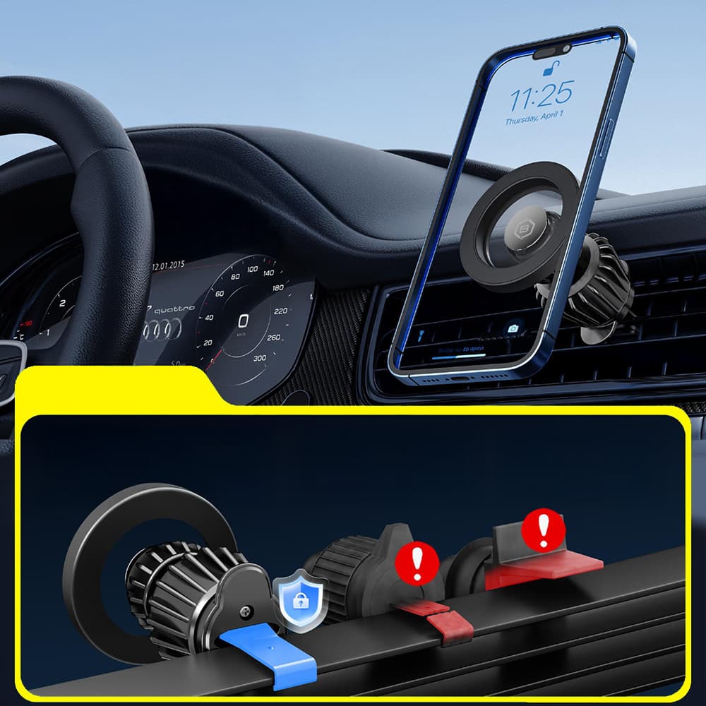 Držák do auta Blavec BH-16A Carbon Magnetic Magsafe na větrací mřížku (BH16AC-MAVB) černý - náhled 3