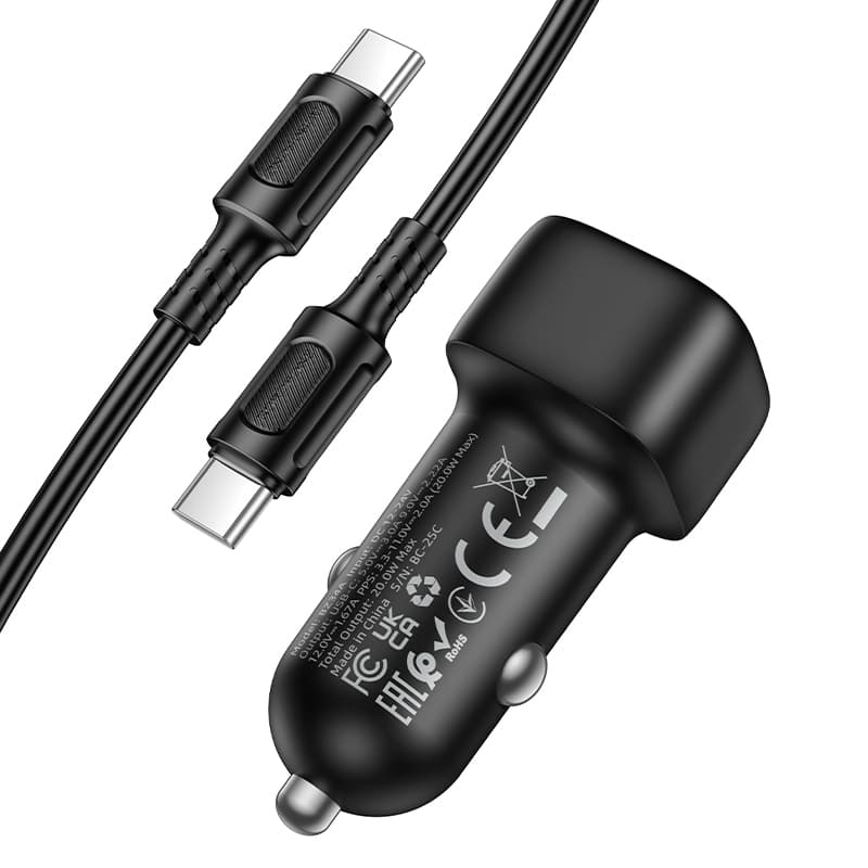 Rychlonabíječka do auta Borofone BZ34A Cloud s datovým kabelem USB-C PD 20W černá - náhled 3