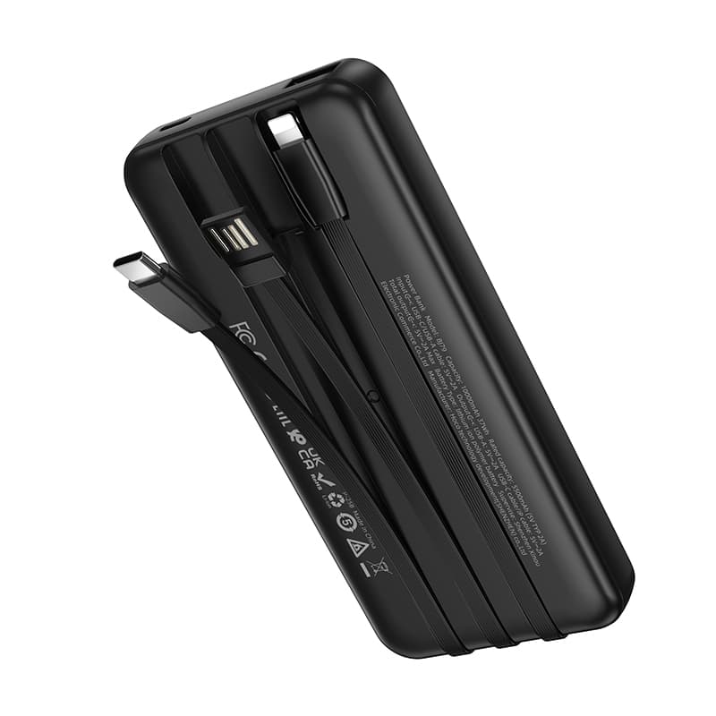 Powerbank Borofone 10000mAh BJ79 Clever - USB-A - s USB-C a Lightning kabelem černá - náhled 3