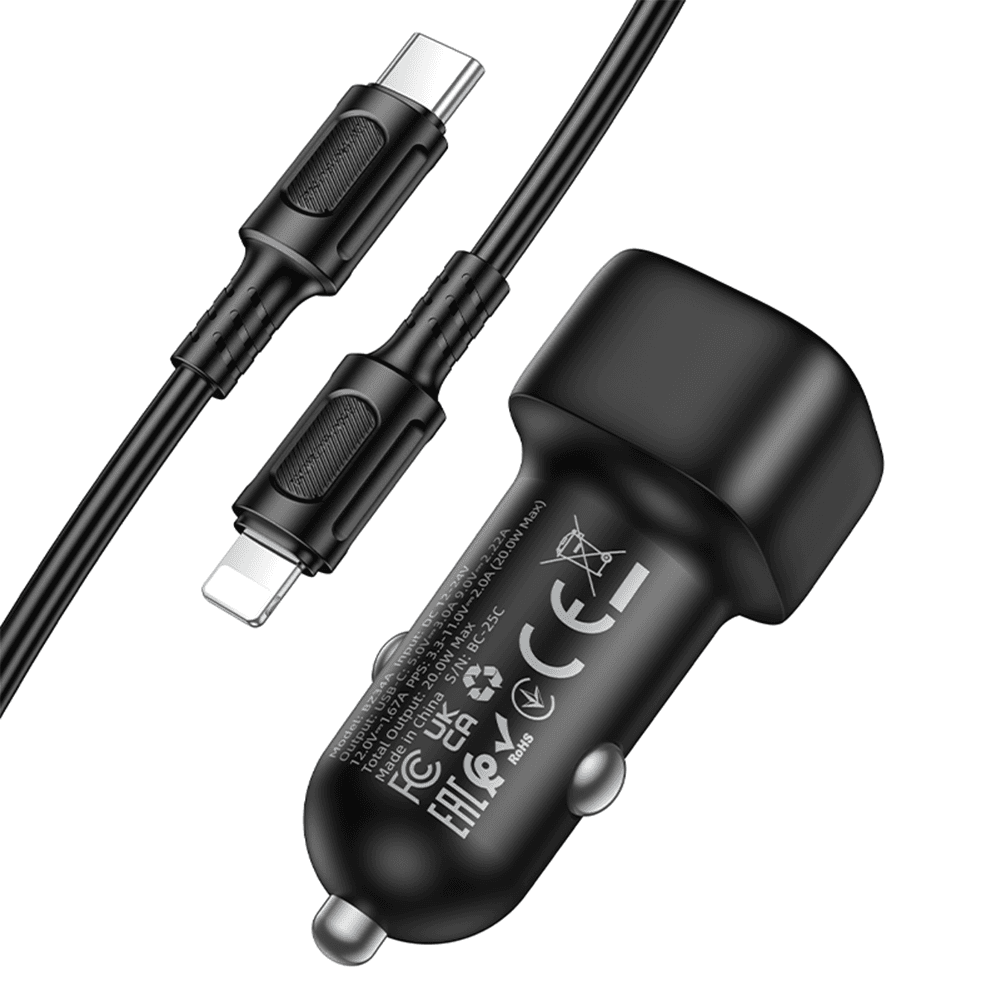 Autonabíječka Borofone BZ34A Cloud s kabelem Type-C na Lightning 20W černá - náhled 3