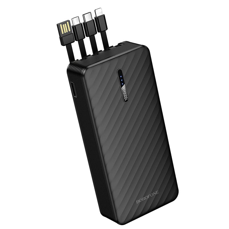 Powerbank Borofone 20000mAh BJ84A Smooth USB - s USB, Type C, Lightning a Micro USB kabelem černá - náhled 3