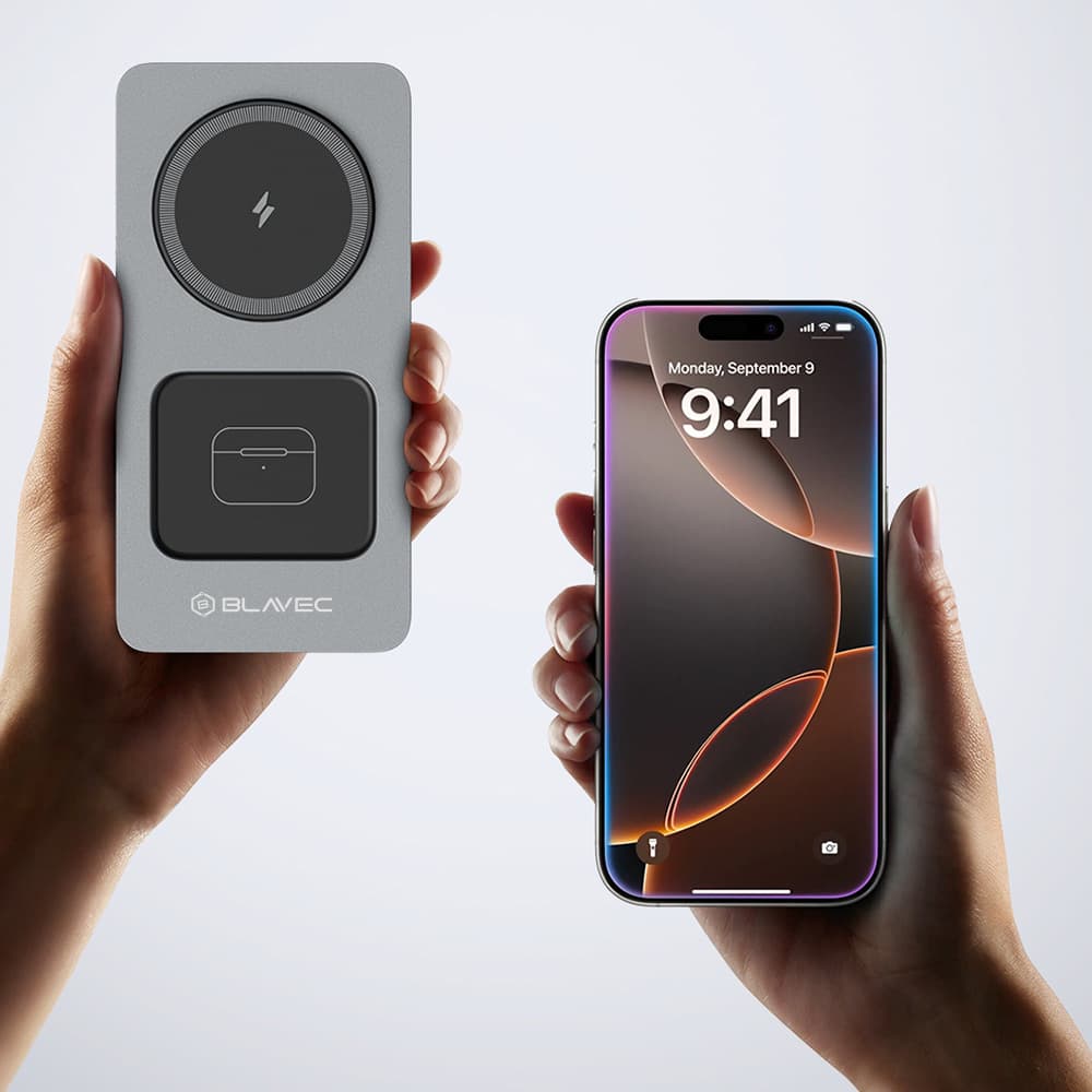 Bezdrátová nabíječka Blavec BQI-05 Qi 15W Magnetic Magsafe 3v1 UniCharge (BQI05-QIMS) stříbrná - náhled 3