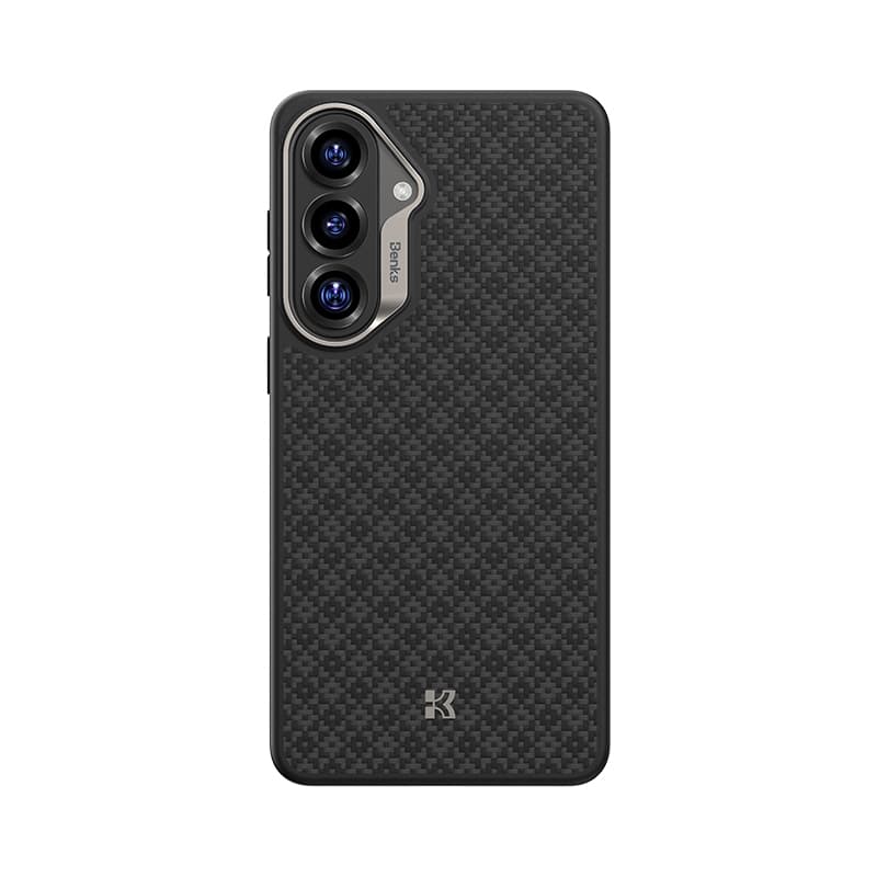 Magnetický kryt s kovovým rámečkem Benks Armor Pro Grid Kevlar 600D pro Samsung Galaxy S26 - černý - náhled 3