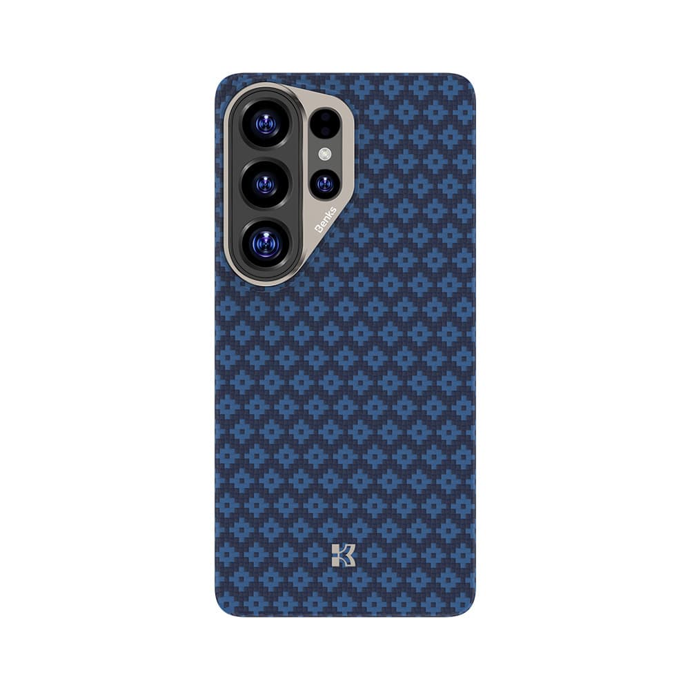 Kryt Benks Magnetic Armor Air Armor Grid Kevlar s kovovým rámečkem 600D (A050) pro Samsung Galaxy S26 Ultra modrý - náhled 3