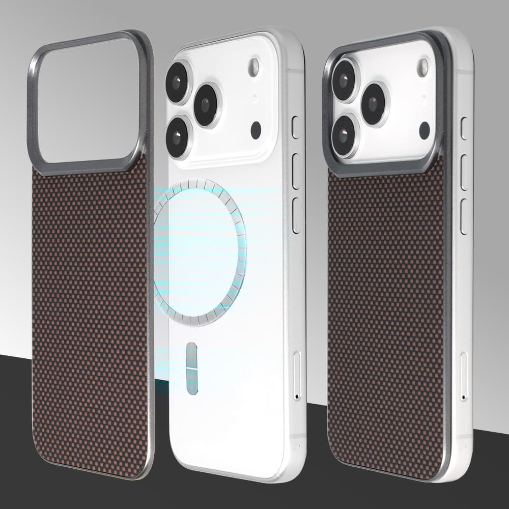 Aramidový kryt Liavec Carbon Layer MagSafe pro iPhone 17 Pro zlatý - náhled 3