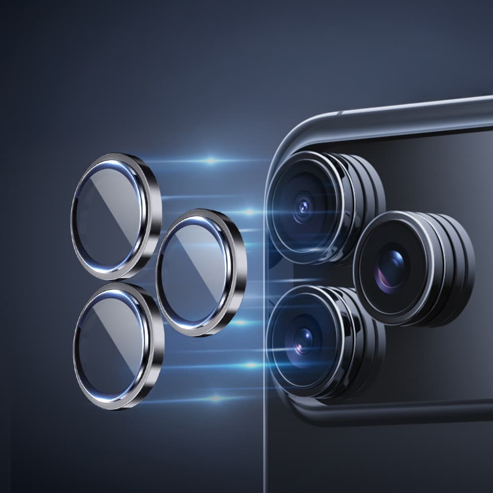 Ochranné tvrzené sklo na fotoaparát Rock Pure Series pro iPhone 17 Pro / 17 Pro Max (3 kusy) - modré - náhled 3