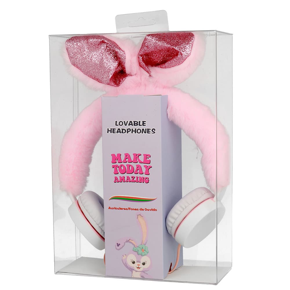 Sluchátka GJBY Plush Rabbit růžová - náhled 3
