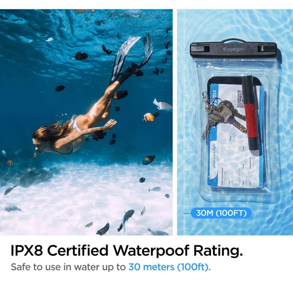Spigen Vodotěsné pouzdro A610 IPX8 pro telefon max 6.9" Průhledné - náhled 4
