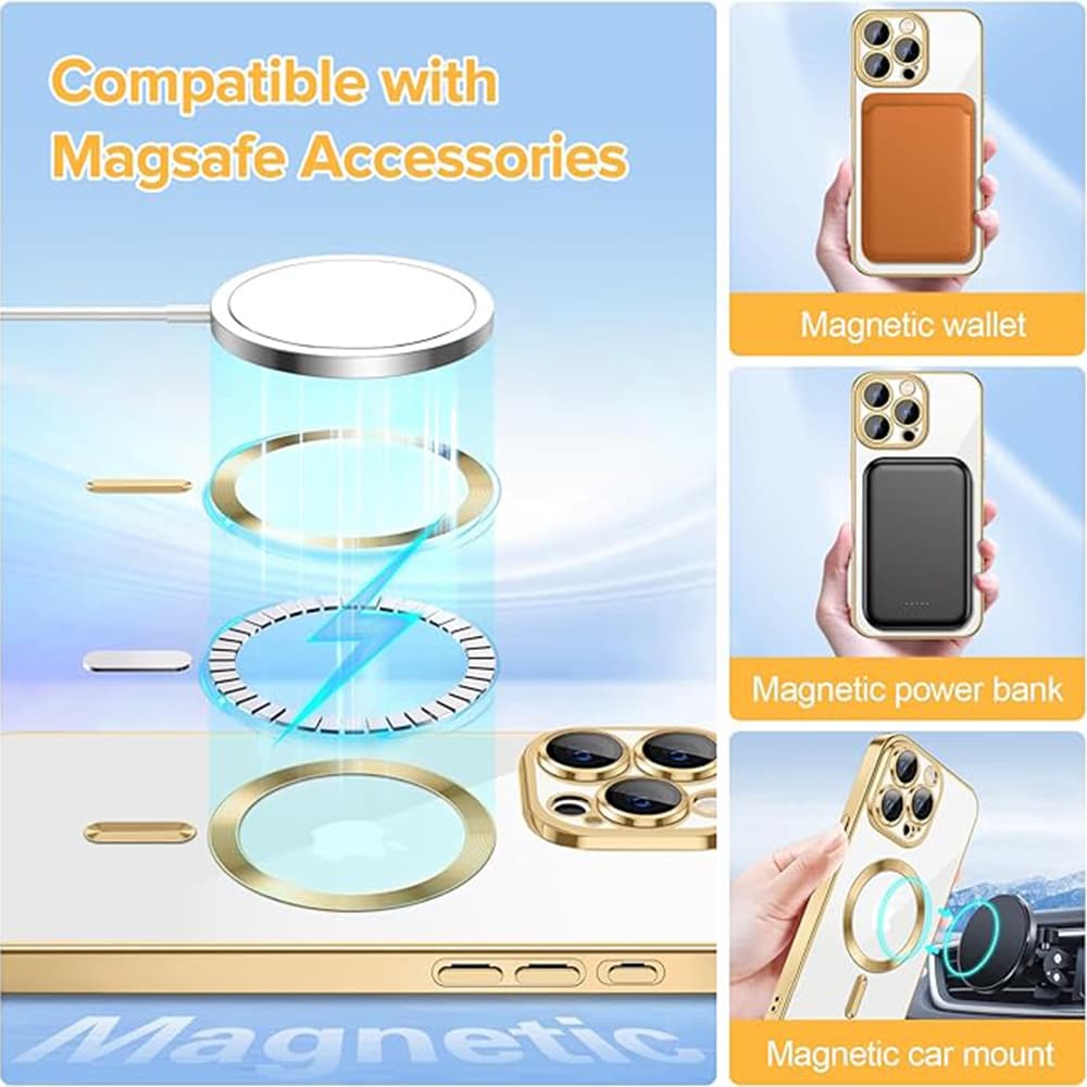 Techsuit Luxusní Křišťál MagSafe iPhone 15 Pro Max Gold - náhled 4