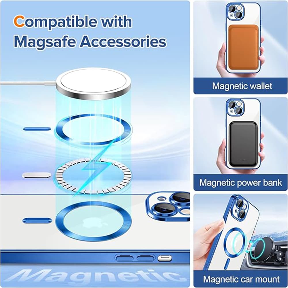 Techsuit Luxusní Křišťálový MagSafe iPhone 14 Tmavě modrý - náhled 4