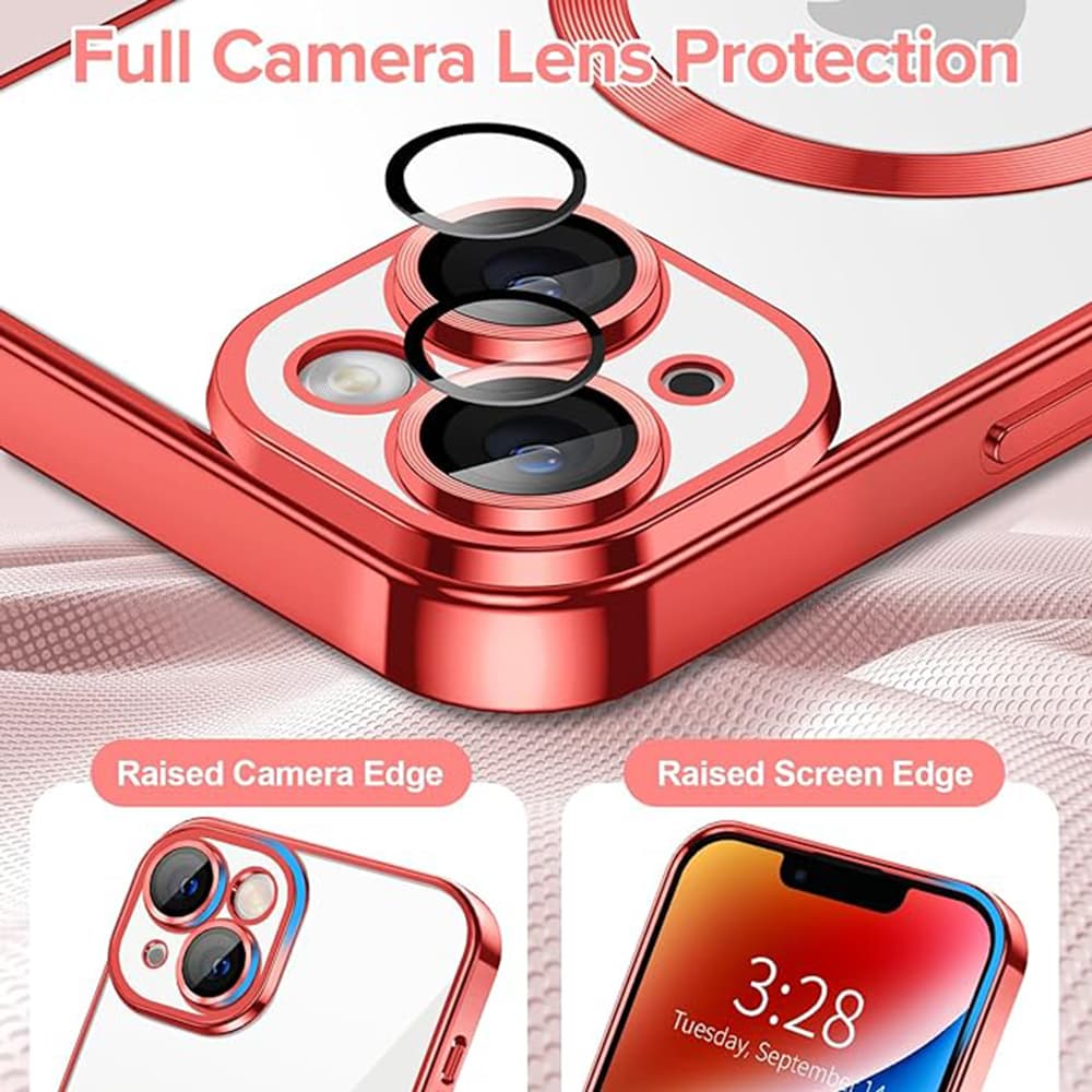 Techsuit Luxusní Krystalové MagSafe iPhone 14 Červené - náhled 4