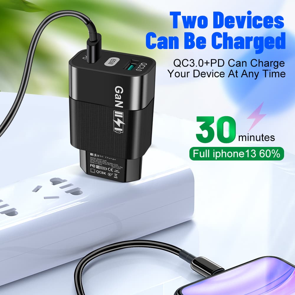 Techsuit síťová nabíječka CHPD131 GaN USB Type-C 65W černá - náhled 4