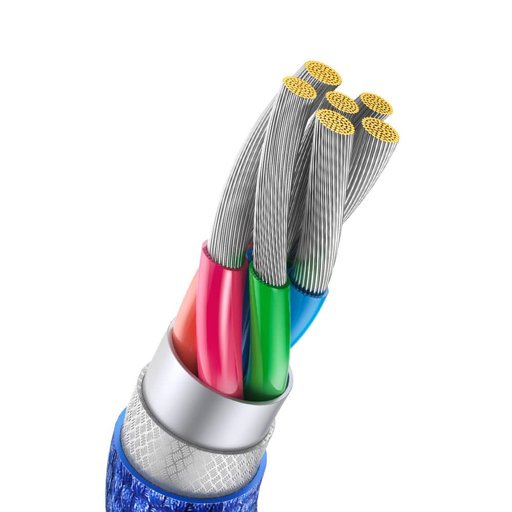 Baseus Crystal Shine datový kabel (CAJY000503), USB na Type-C, 100W, 2m, super rychlé nabíjení, nylonové opletení, modrý - náhled 4
