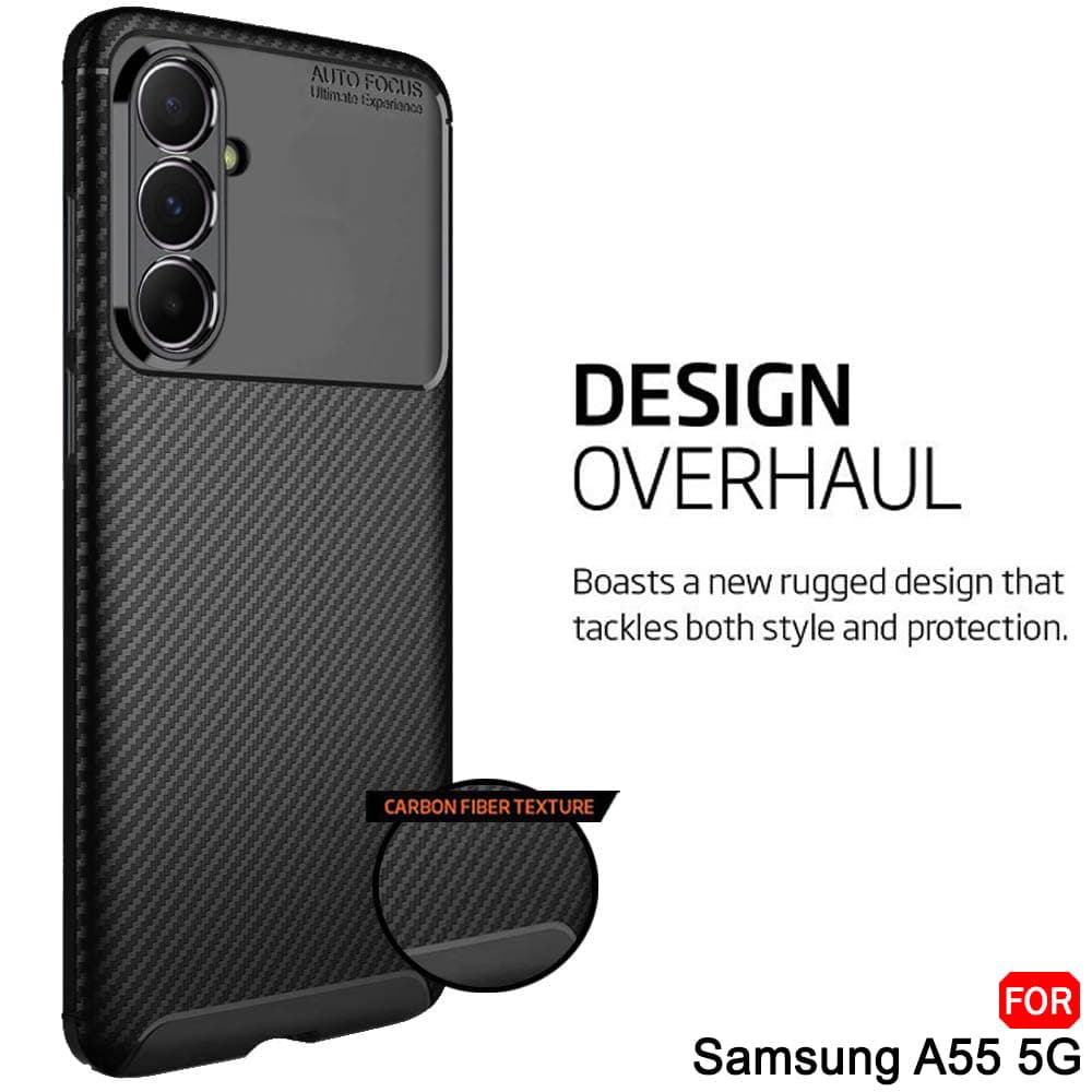 Techsuit CarbonFiber kryt Samsung Galaxy A55 5G černý - náhled 4