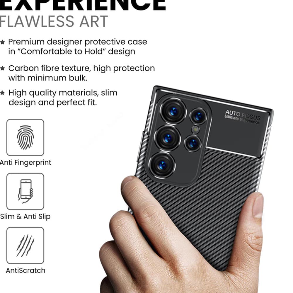 Techsuit CarbonFiber obal Samsung Galaxy S24 Ultra černý - náhled 4