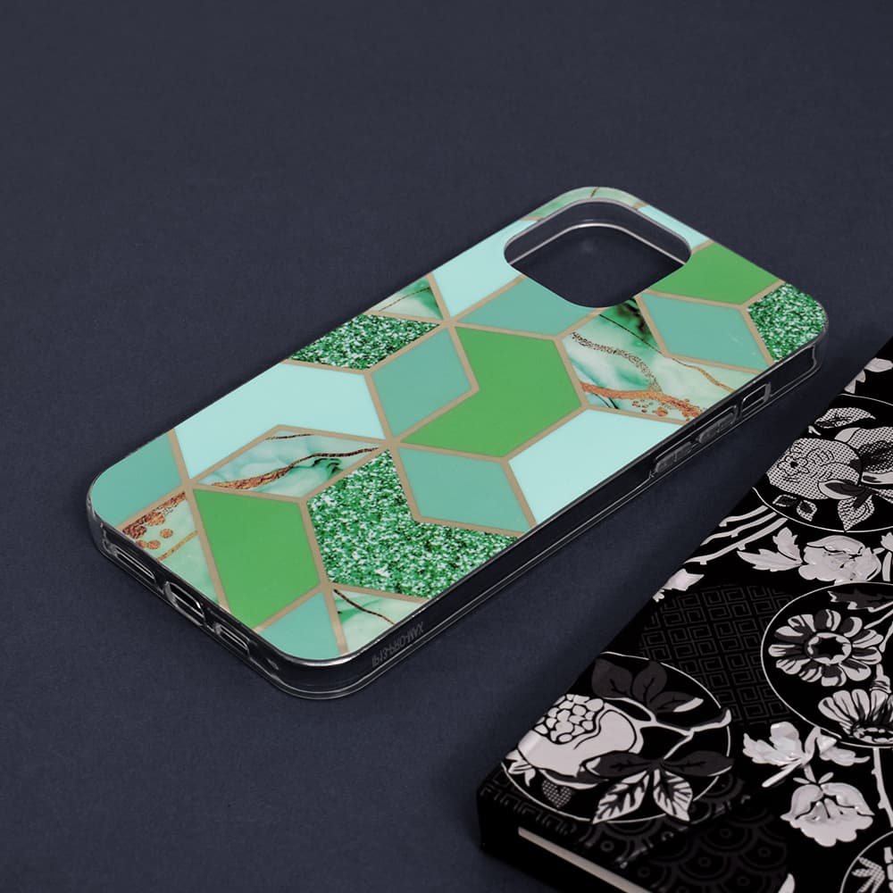Techsuit Mramorová série iPhone 13 Pro Max Zelený Hex - náhled 4