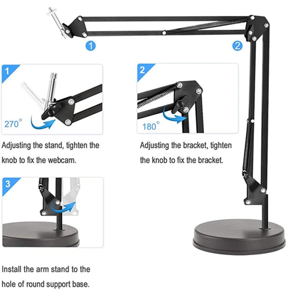 Techsuit Držák na stůl GT6 Nastavitelné rameno 1/4" šroub Černý - náhled 4