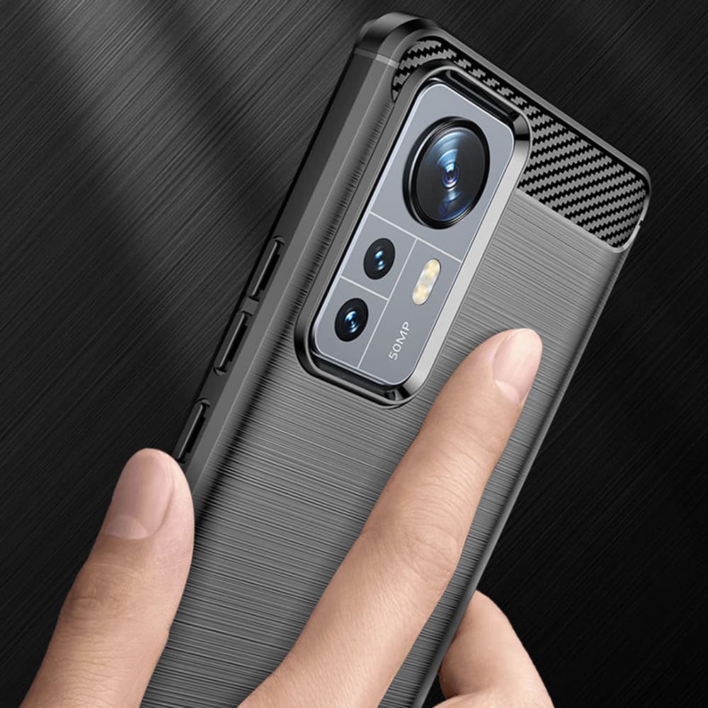 Techsuit Karbon Silikon Xiaomi 12 12X Černý - náhled 4