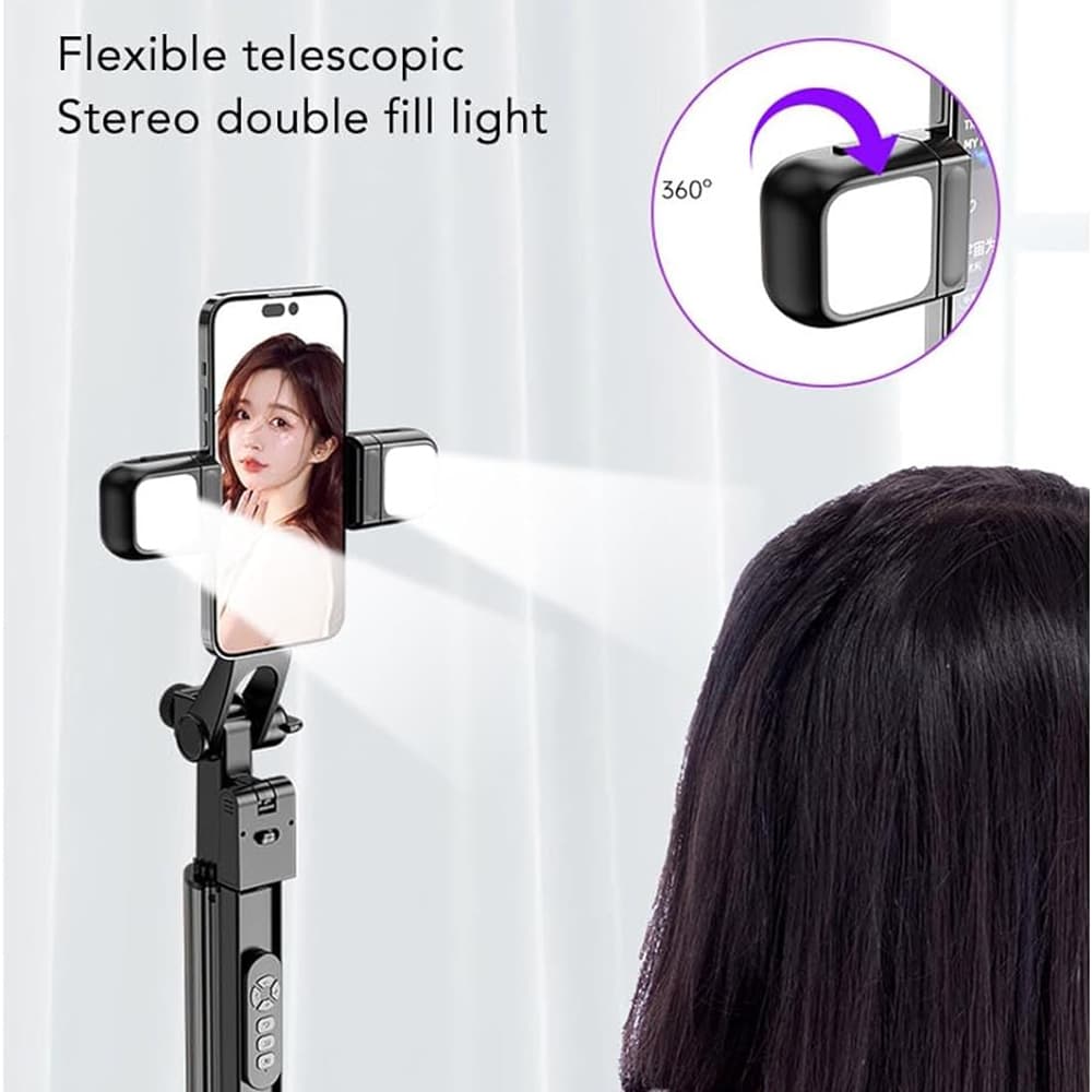 Techsuit Selfie tyč K30S Stativ Bluetooth LED 167cm Černá - náhled 4