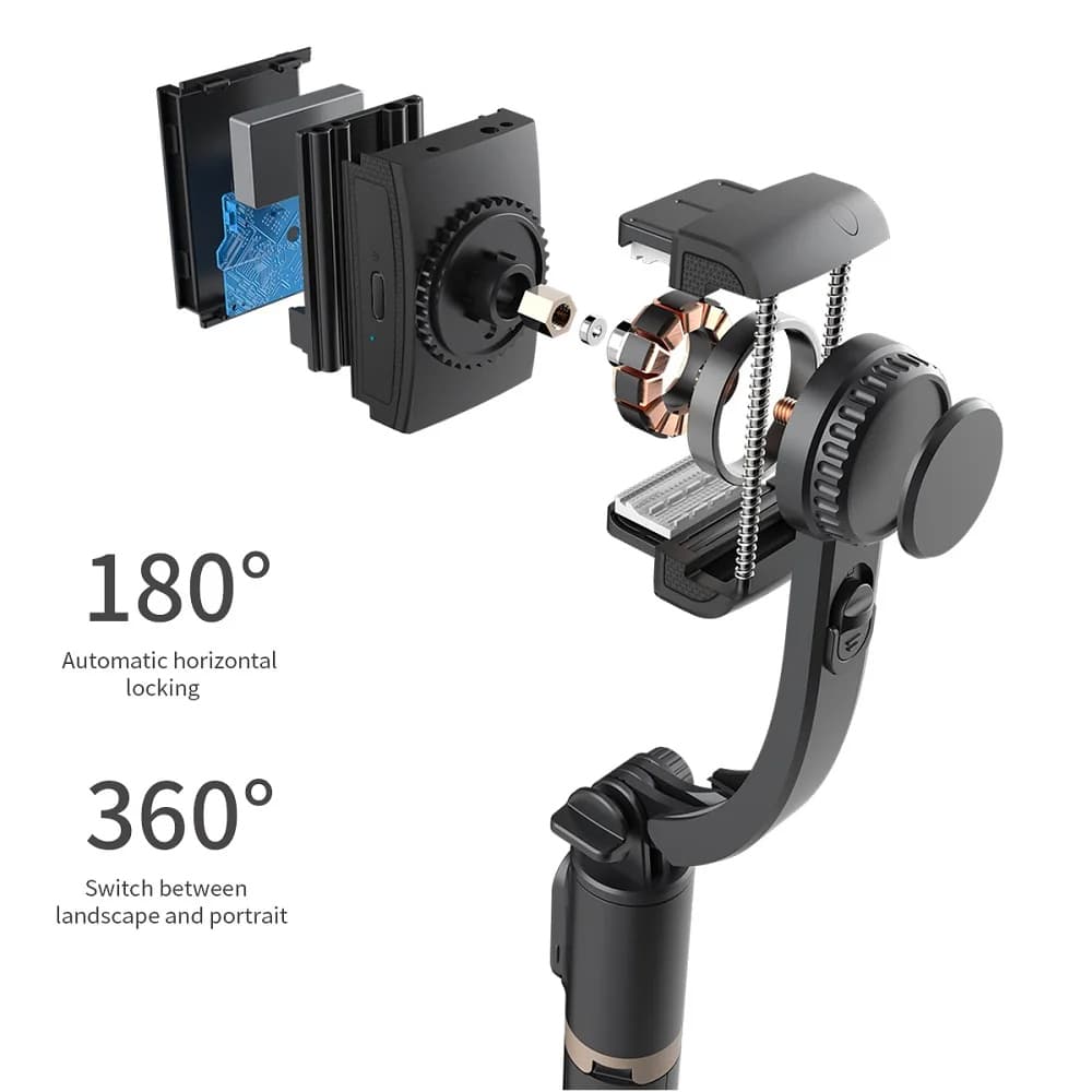 Techsuit Selfie tyč Q08 Stabilní stativ Bluetooth 360° Černá 75cm - náhled 4