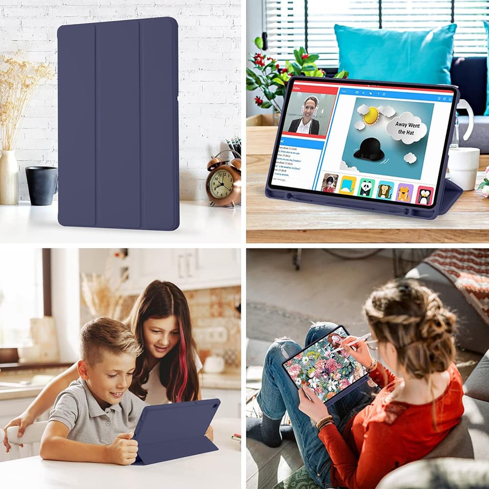 Techsuit Flex Trifold s držákem tužky Samsung Tab S6 Lite Tmavě modrá - náhled 4