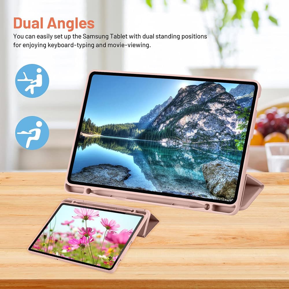 Techsuit Flex Trifold s držákem tužky Samsung Tab S6 Lite Růžový - náhled 4