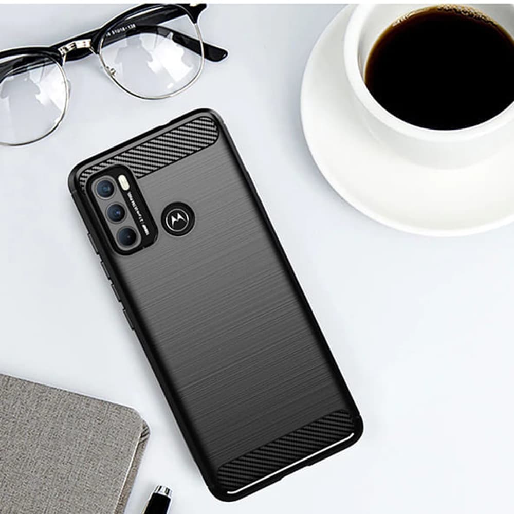 Techsuit Karbon Silikon Motorola Moto G60 Černý - náhled 4