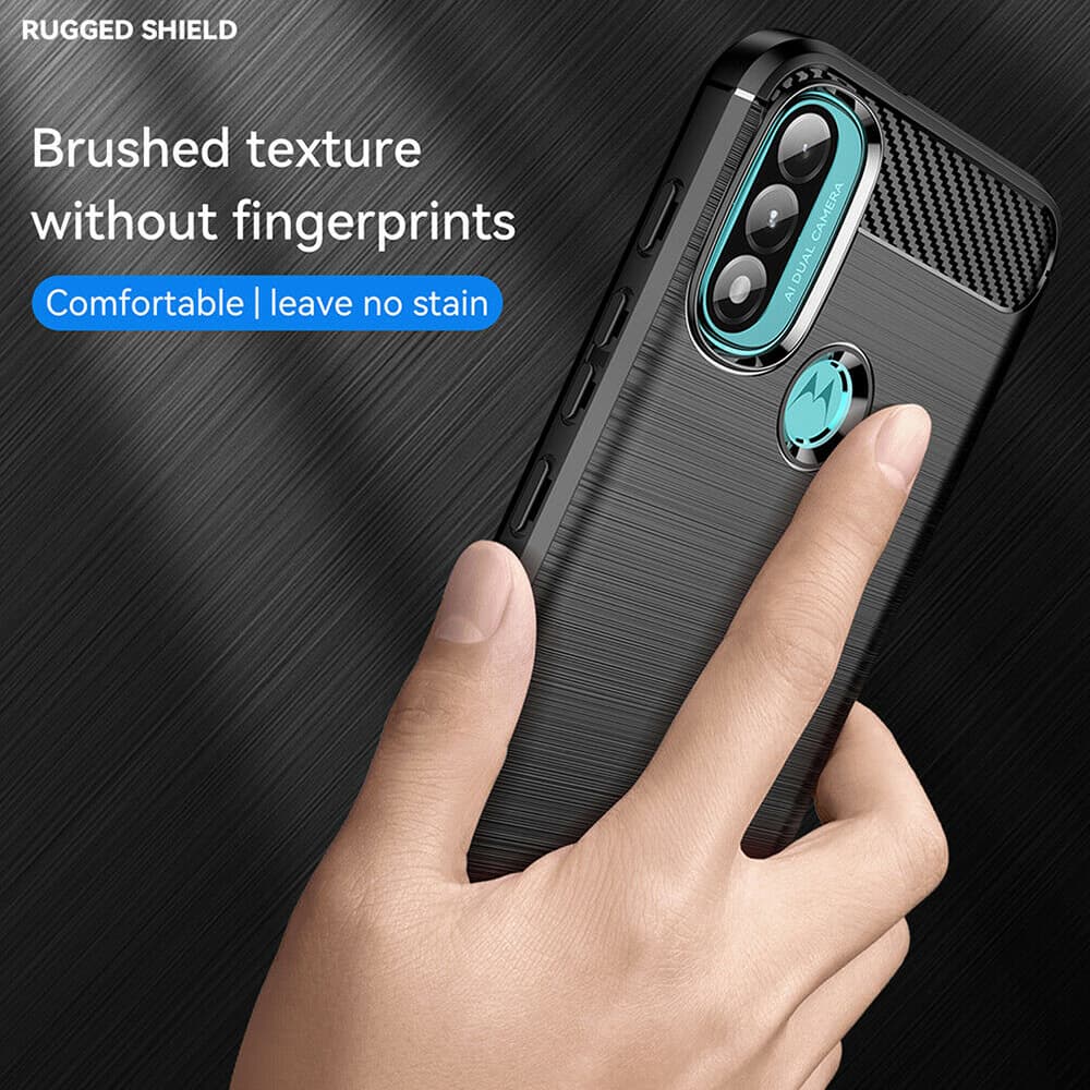 Techsuit Carbon Silicone Motorola Moto E20 Moto E30 Moto E40 Černá - náhled 4