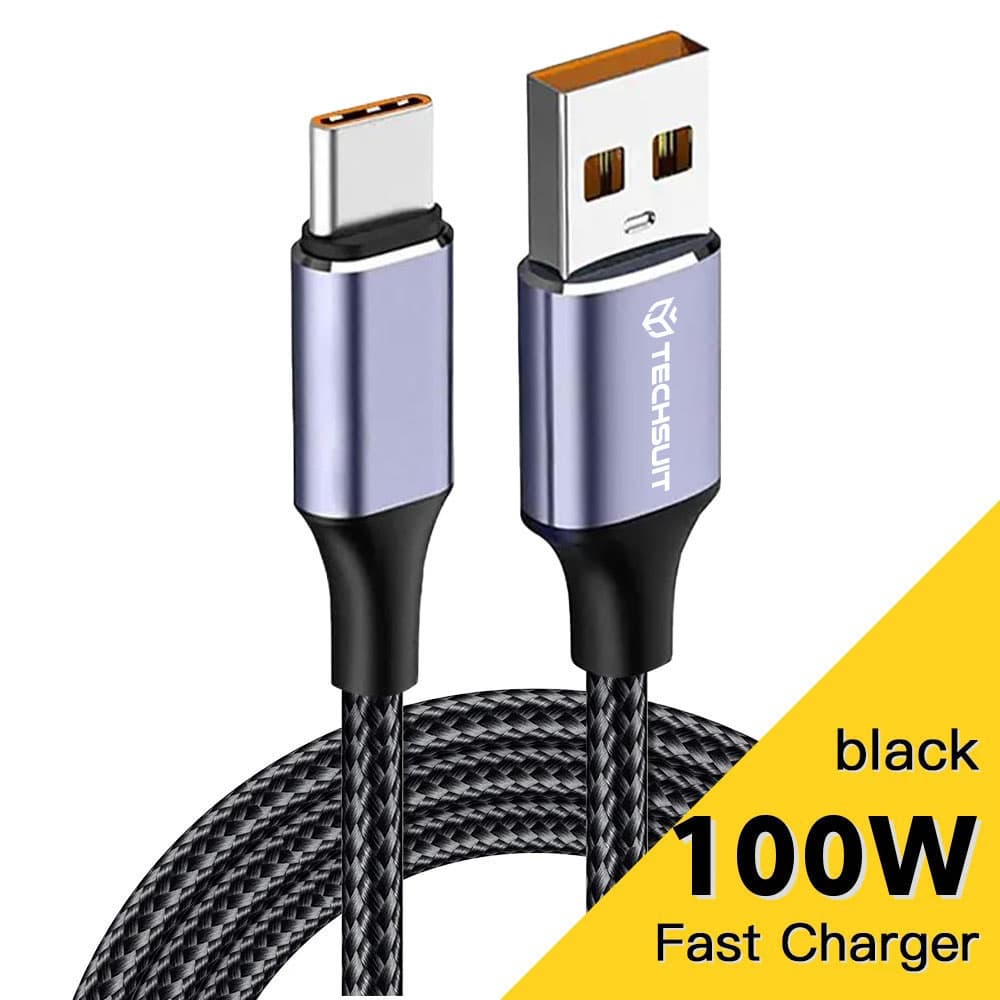 Techsuit Datový kabel PCB018 USB-A na Type-C 100W 1m Černý - náhled 4