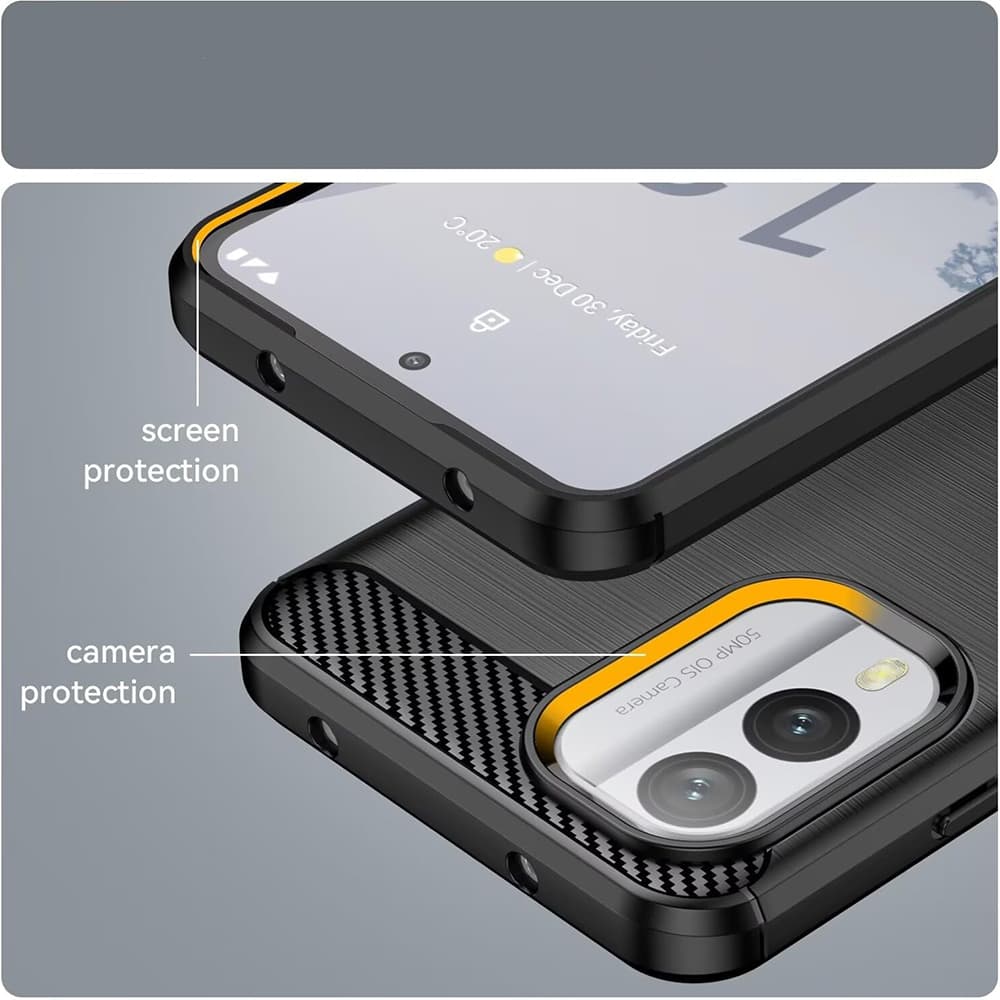 Techsuit Karbon Silikon Kryt Nokia X30 Černý - náhled 4