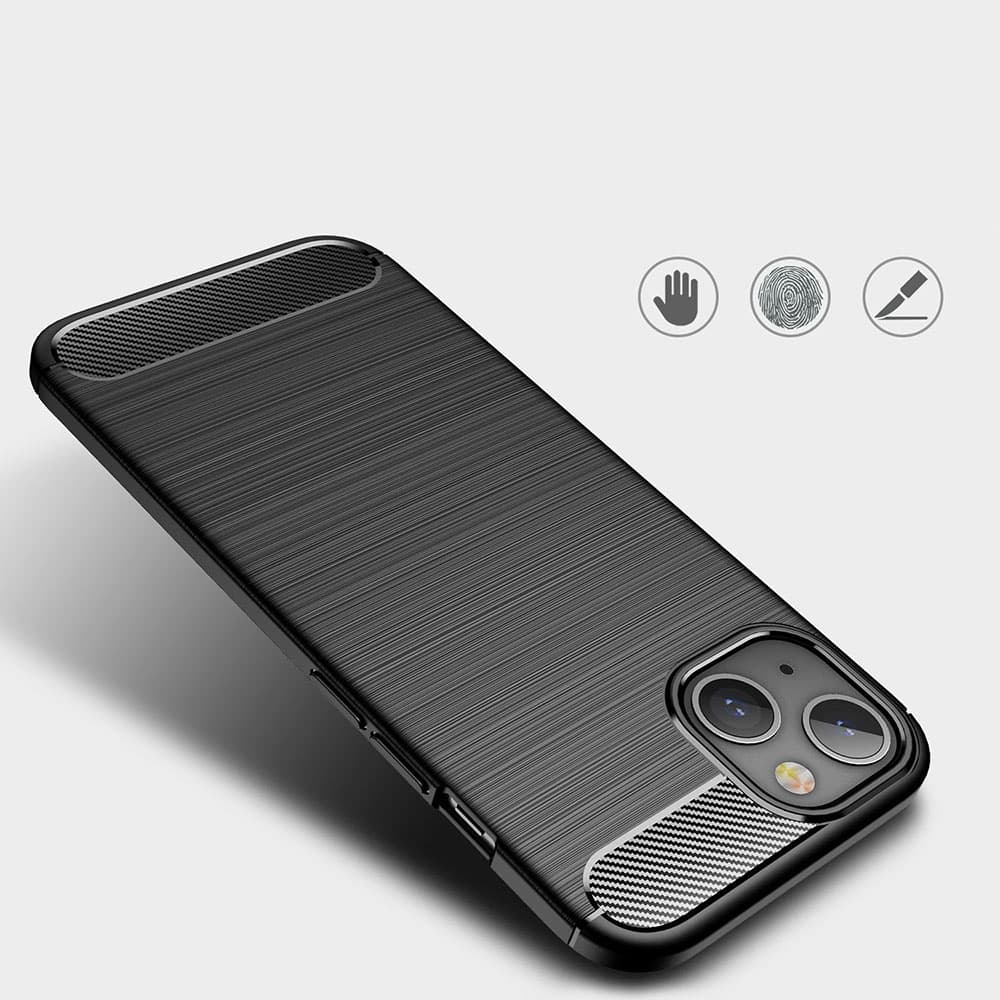 Techsuit Carbon Silicone iPhone 13 Černá - náhled 4