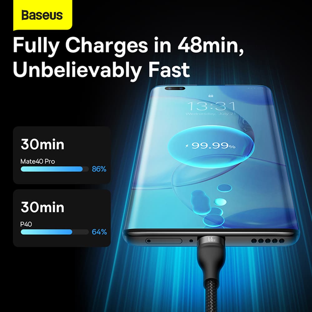 Baseus Datový kabel Flash Series 2 USB Type-C Lightning Micro-USB 66W 1.2m Černý - náhled 4