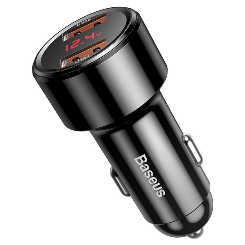 Baseus Autonabíječka Rychlé nabíjení 45W 2x USB Černá - náhled 4