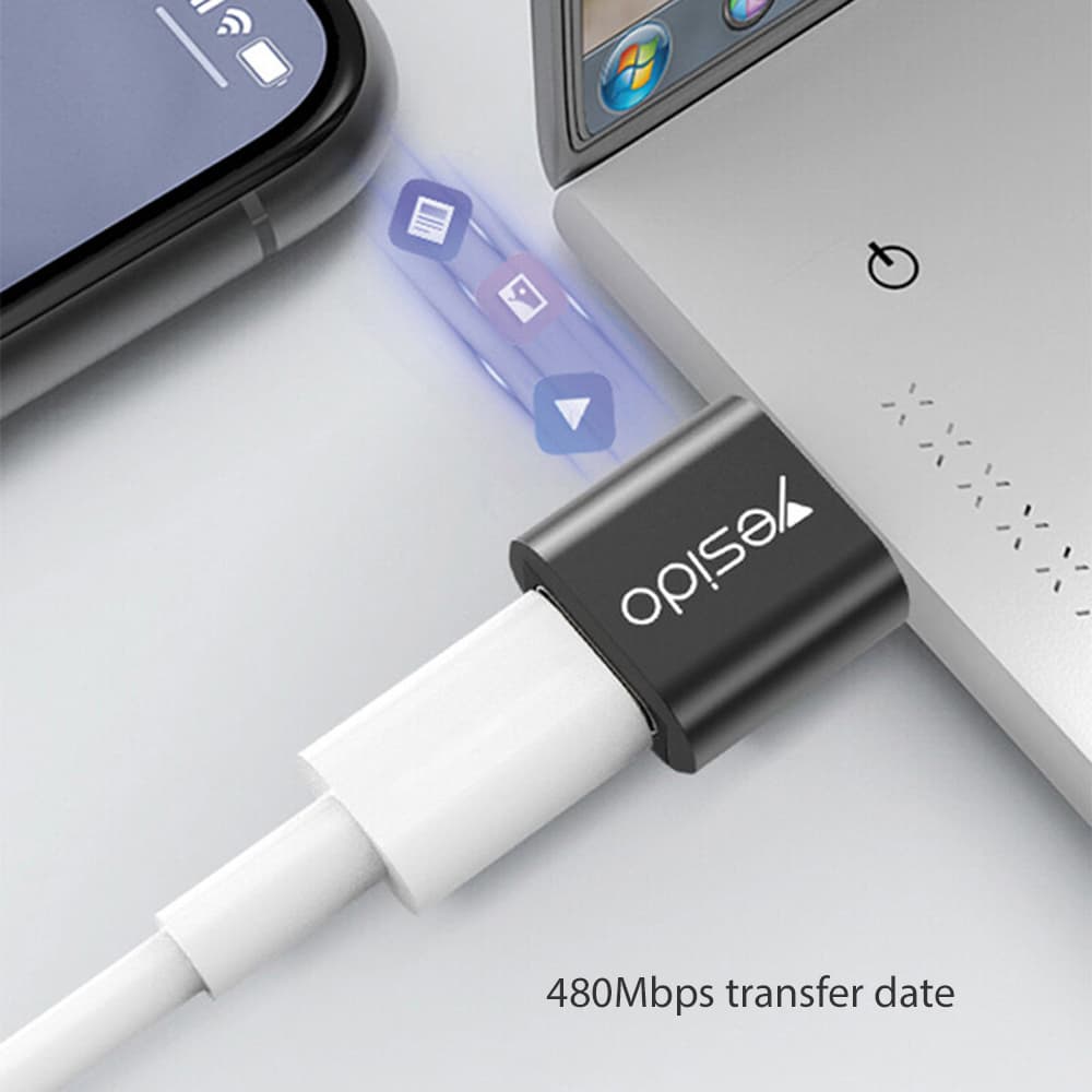 Yesido OTG Adaptér GS09 USB na Type-C Plug Play 5Gbps Černý - náhled 4