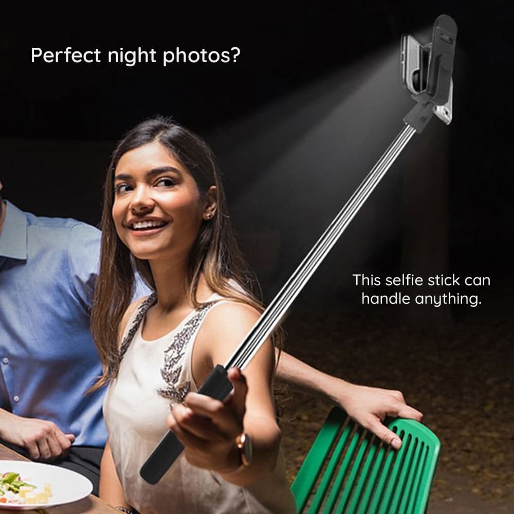 Techsuit Mini Selfie Tyč S05-S Bluetooth LED Skládací 105cm Černá - náhled 4