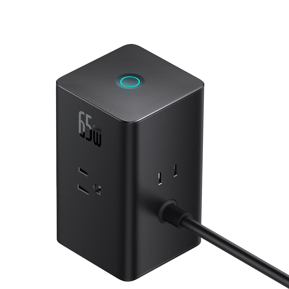 Baseus PowerCombo 3xAC USB Type-C 65W US Plug černý - náhled 4