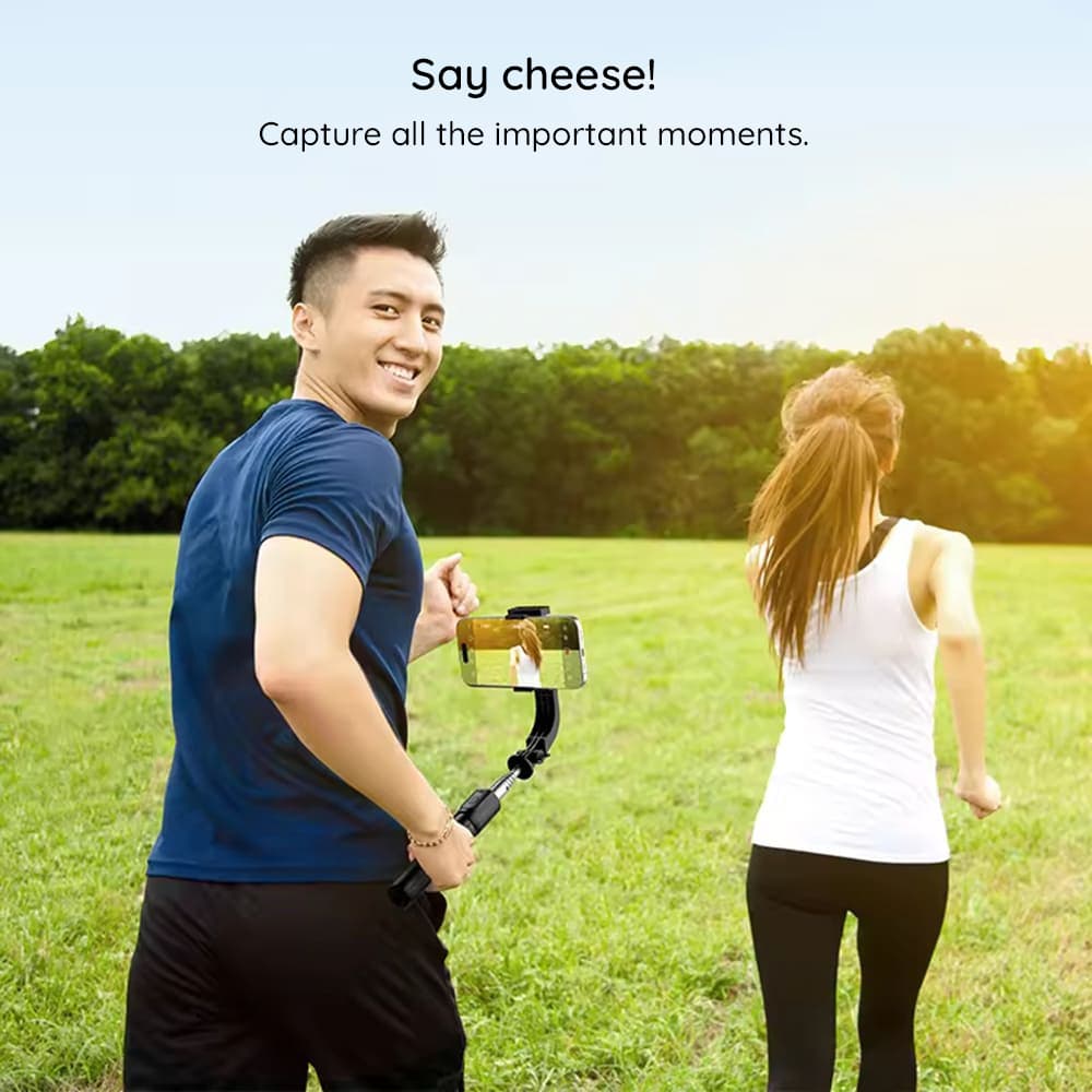 Techsuit Selfie tyč Gimbal C06 Stativ Bluetooth LED 76cm Černá - náhled 4