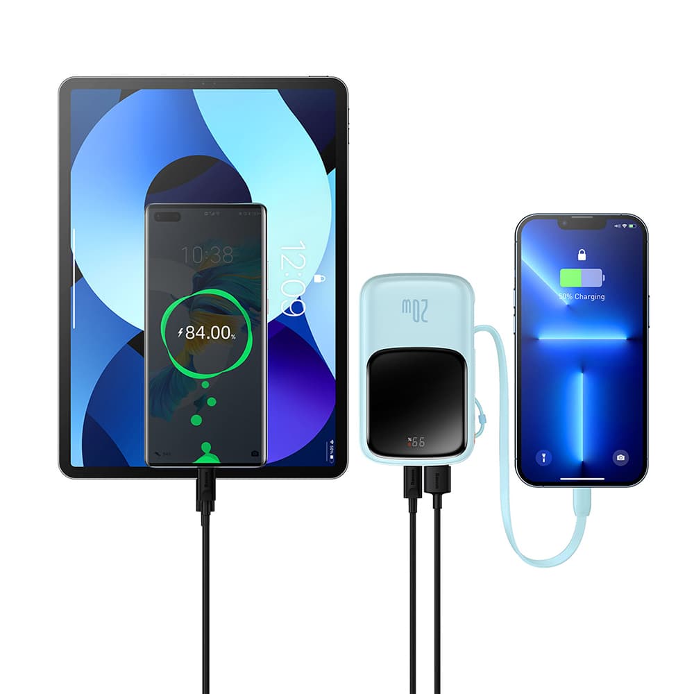 Baseus Powerbanka Qpow Pro 20000mAh 20W s kabelem USB-C Lightning Modrá - náhled 4