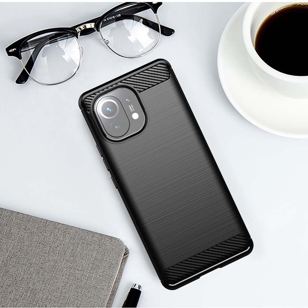 Techsuit Karbon Silikon Xiaomi Mi 11 Lite 4G 5G NE Černý - náhled 4