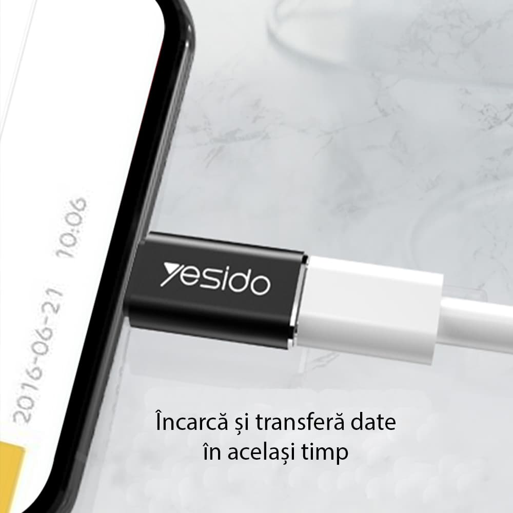 Yesido OTG adaptér GS03 Lightning Type-C 480Mbps Black - náhled 4