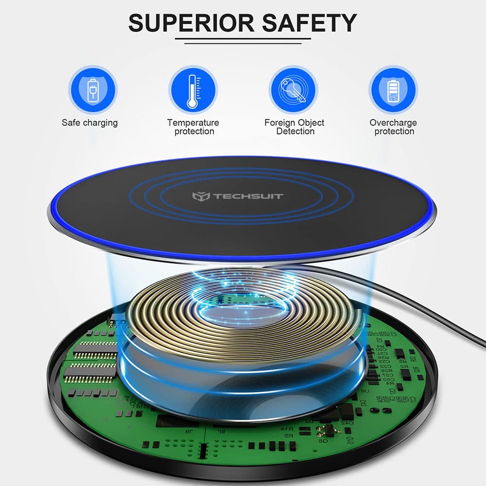 Techsuit Wireless Charger Premium CHWR031 RGB barvy 15W 3A černá - náhled 4