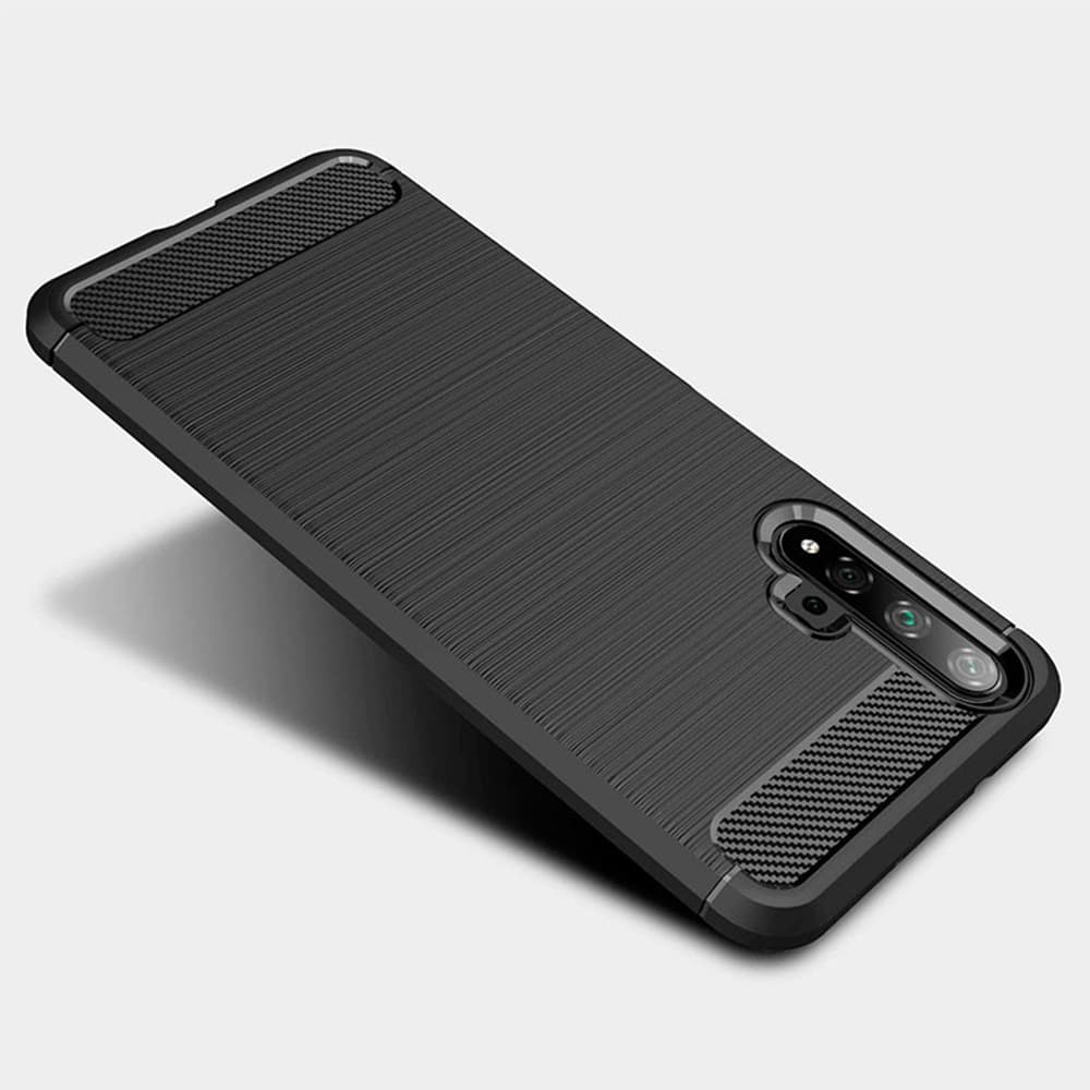 Techsuit Karbon Silikon Huawei nova 5T Honor 20 Černý - náhled 4