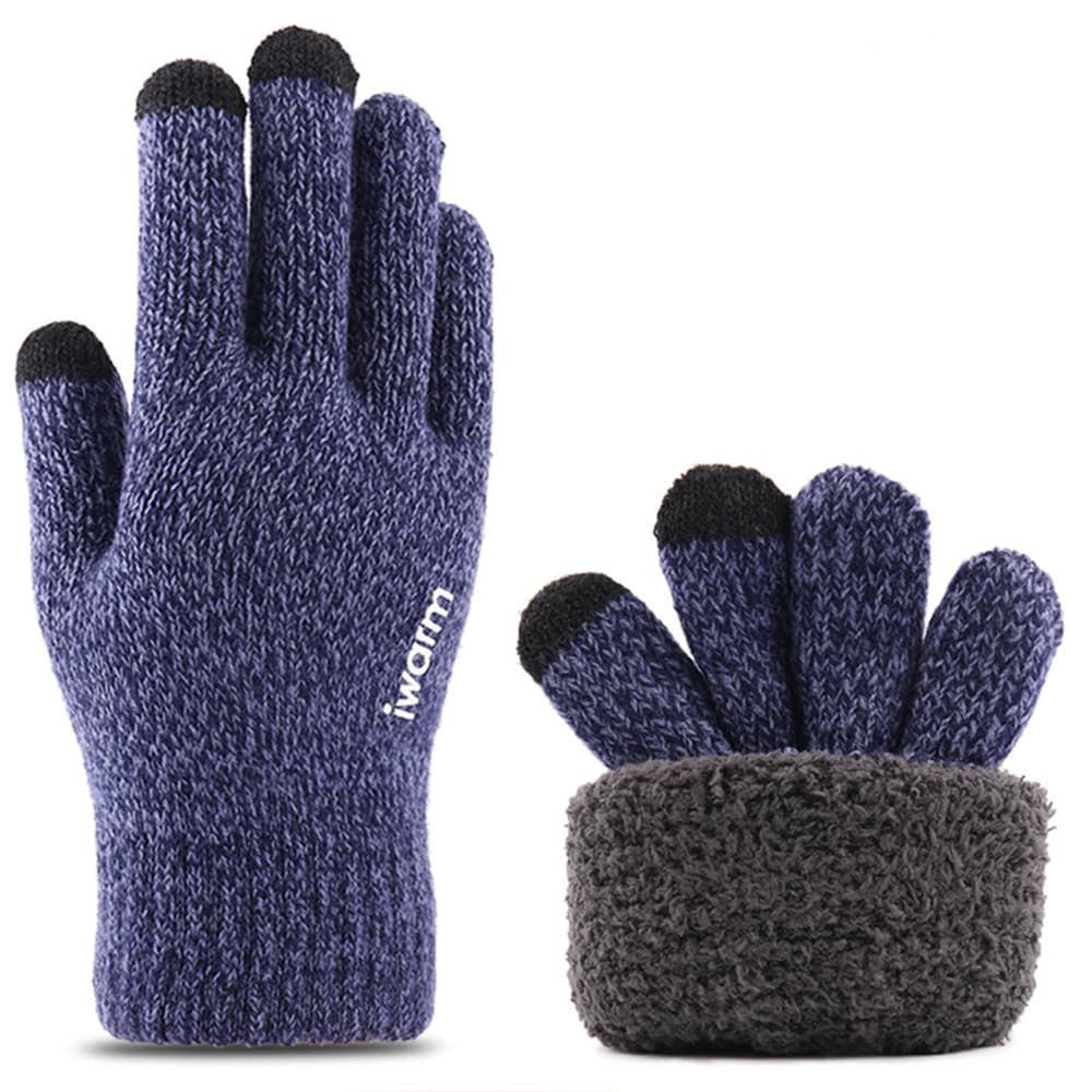 iWarm Dotykové rukavice ST0018 Prémiová vlna Protiskluzové Modré 23cm - náhled 4