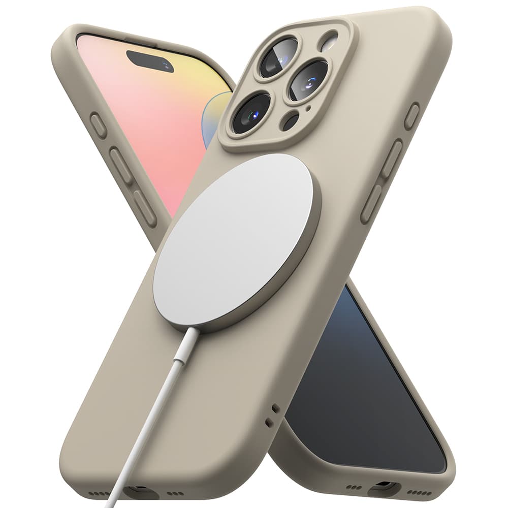 Ringke Silicone Magnetic MagSafe pro iPhone 16 Pro v kamenné barvě - náhled 4